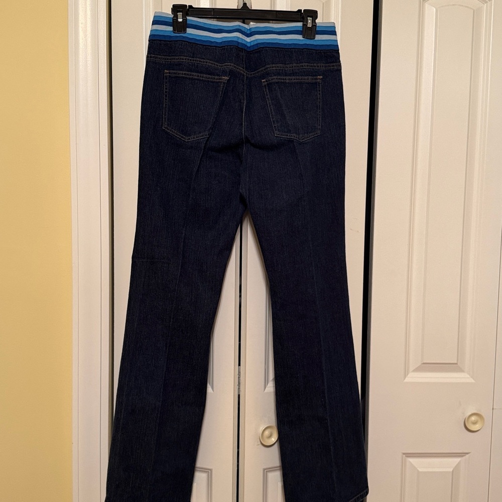 Michael Kors Dark Indigo Straight Leg Jeans Blue Striped Waistband size 8 - Picture 8 of 12